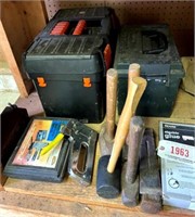 Contents of bottom of work bench (contents only)