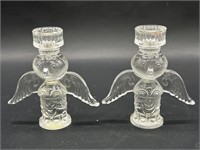Pair of Figural Angel Crystal Candlesticks