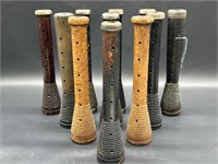 (11) Antique Primitive Wooden Textile Spools