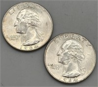 (2) 1964 P Silver Qtrs Uncirculated Coins
