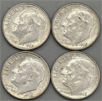 (4) 1962 D Roosevelt Dimes, Uncirculated