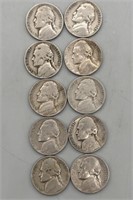 (10) Nickels: 3- 1941 P, 3- 1941 D, 4- 1941 S