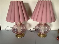 Pink bubble beaded glass lamps set of 2 28 in