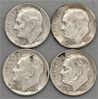 (4) 1958 D Roosevelt Dimes