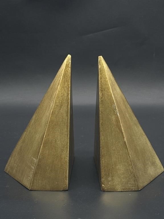 Gilt Gold Pyramid Bookends