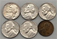 1- 1932 D Penny + 2- 1964 D Nickels +