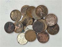 (19) Pennies: 2-1943 Steel +  
17-Misc Wheat
