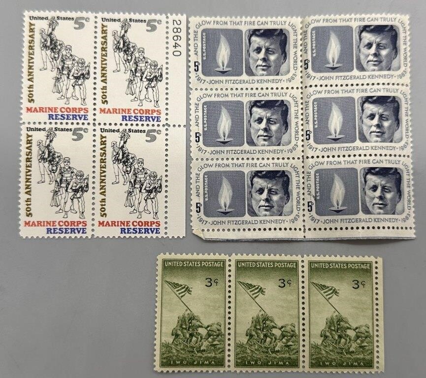 1964 JFK 5c Stamps
,1945 Iwo Jima 3c Stamps
 +