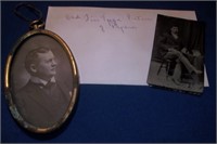 Antique Tin Type Photo & Portrait in Brass Frame