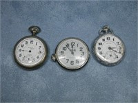 3 Vtg Pocket Watches Two Marked Illinois See Info