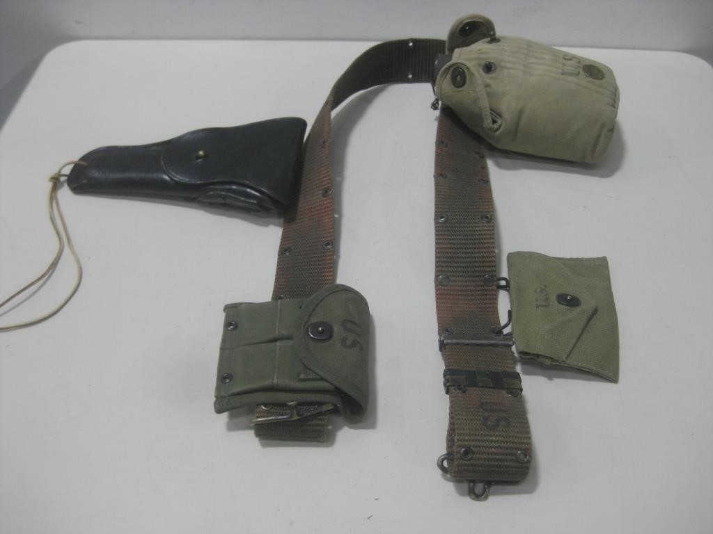 Us Military Belt W/ WWII Items