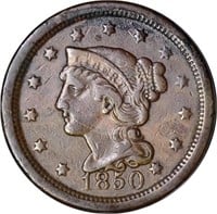 1850 LARGE CENT - VF, RESIDUE