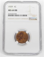1929 LINCOLN CENT - NGC MS64 RB
