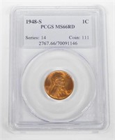 1948-S LINCOLN CENT - PCGS MS66 RED