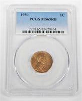 1950 LINCOLN CENT - PCGS MS65 RB