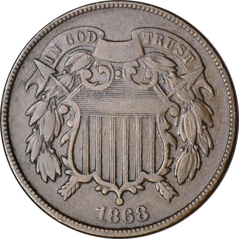 1868 TWO CENT PIECE - FINE/VF