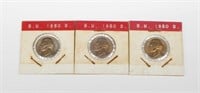 THREE (3) TONED UNCIRCULATED 1950-D NICKELS