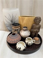 Decorative Pottery, including Primitive Figurine