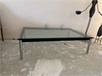 Metal Coffee Table with Glass Top