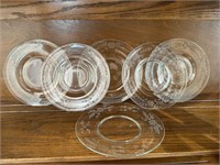 Etched Glass Dessert Plates