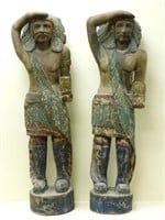 (2) Folk Art Cigar Store Indians. Circa 1920. Old