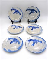 Set of (6) early Dedham pottery lobster plates. 7