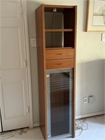 Wood Cabinet with Glass Door and Glass Shelves