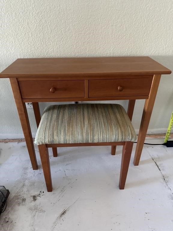Small Wood Vanity Desk with Bench