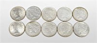 10 PEACE DOLLARS - 1922 to 1935