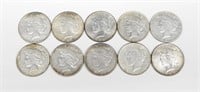 10 PEACE DOLLARS - 1922 to 1927-S
