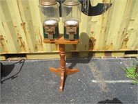 Double Gumball/Candy Dispenser on Wood Stand