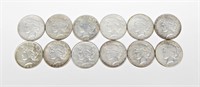 12 PEACE DOLLARS - 1922-S to 1935-S