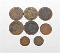 8 OBSOLETE COPPER COINS
