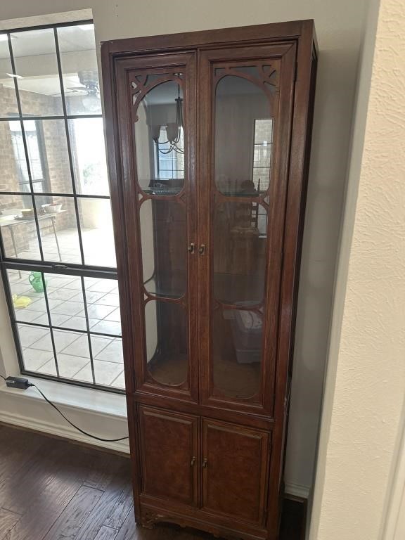 Wood Display Case with Glass Shelves