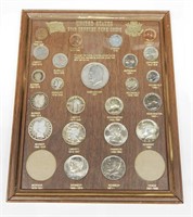 U.S. 20th CENTURY TYPE COINS in FRAME