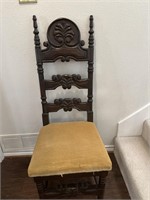 Antique Hand Carved Ladder Back Chair