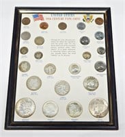 U.S. 20th CENTURY TYPE COINS in FRAME