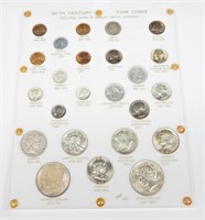 20th CENTURY TYPE COINS in CAPITAL HOLDER