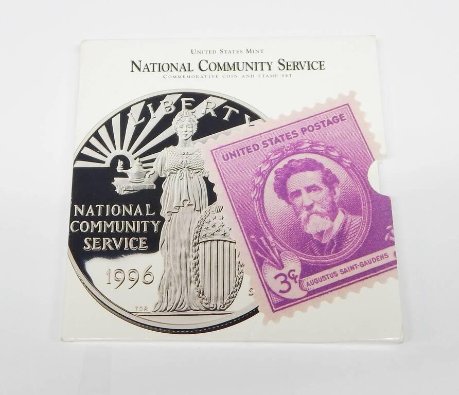 1996 NAT'L COMMUNITY SERVICE COIN and STAMP SET