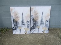 Pair of Canvas Eiffel Tower Wall Art