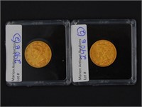 (2) 5 dollar gold Liberty Head coins, 1886S,