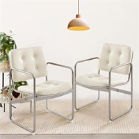 COLAMY Dining Chairs Set of 2  Beige  PU Leather