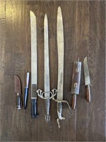 Assorted Swords, Knives, and Machete