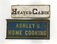 (2) double sided wooden signs. Late 19th/early