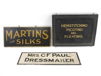 (3) dressmaking advertising signs to include