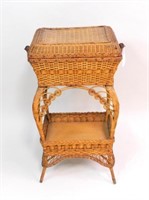 Victorian wicker sewing basket, circa 1898, #6431