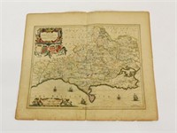 1790 Map of Dorsetshire, unframed hand colored,