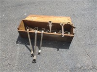 Wooden Tool Box with Wrenches