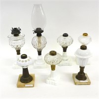 (7) fluid lamps. 19th century. To include: 9"