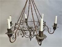 WROUGHT IRON SIX ARM CHANDELIER